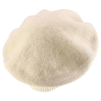 Trendy Apparel Shop Plain Solid French Wool Beret Hat - color: Ivory