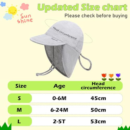 Duoyeree UPF 50+ Baby Sun Hat, Ear & Neck Protection for Toddlers - color: 1a2-dots, size: 0-6 Months