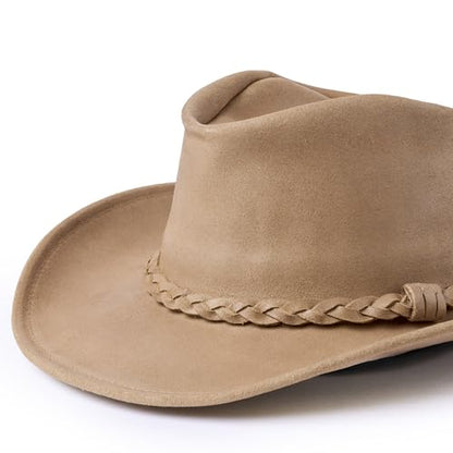 Minnetonka Outback Hat - Distressed Leather with Steel Wire Brim - color: Tan, size: Small