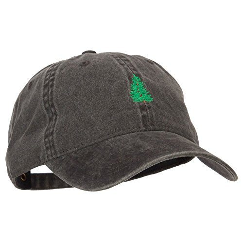 e4Hats.com Pine Tree Embroidered Washed Buckle Cap - color: Black