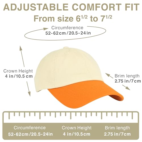 E BY ELIDAN Two Tone Dad Hat, Low Profile Baseball Cap - color: Cream Russet Orange