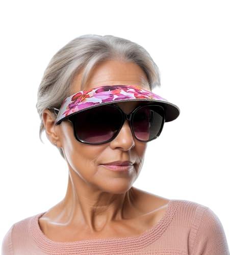 Visor ATTACHES to Sunglasses, EVA Foam, Unisex - color: Pink Floral / Blue Floral / Black Set