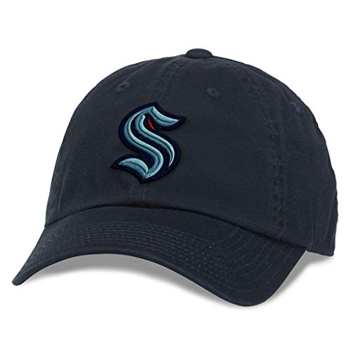 AMERICAN NEEDLE Unisex Officially Licensed NHL National Hockey League Adjustable Buckle Strap Baseball Hat - color: Seattle Kraken (Navy)
