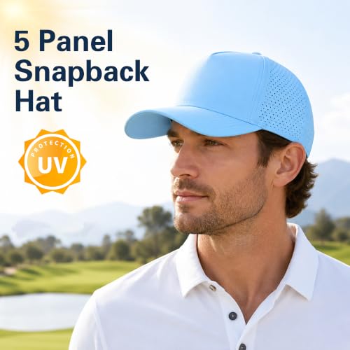 5 Panel Baseball Cap Quick Dry Mesh Snapback Hat for Women Men - color: Lightblue