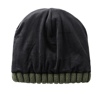 Home Prefer Mens Winter Hat Wool Fleece Lined Knit Beanie Hat Warm Stocking Caps - color: Army Green