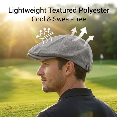 ZLYC Newsboy Cap for Men Summer Flat Cap Lightweight Beret Hat - color: Buckle Light Gray