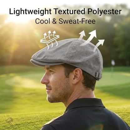 ZLYC Newsboy Cap for Men Summer Flat Cap Lightweight Beret Hat - color: Buckle Light Gray