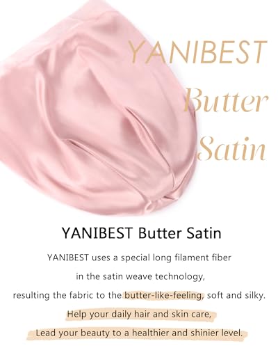 YANIBEST Slouchy Beanie Hat Satin Lined Sleep Cap Chemo Headwear Caps Pink - color: Pink, size: Medium