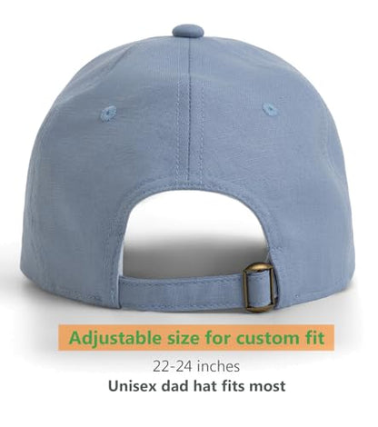 Linen Cotton Baseball Cap, Summer Breathable Dad Hat Men Women - color: Denim Blue