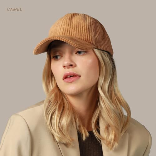 CHOK.LIDS Corduroy Baseball Cap Dad Hat Adjustable Polo Style Curved Brim - color: Camel