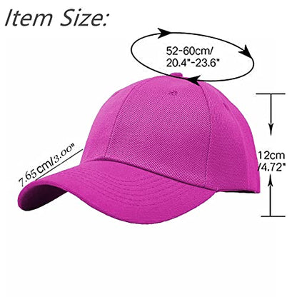 Glory Max Plain Baseball Cap Hook & Loop Strap Adjustable Solid Blank Curved Visor Hat - color: Hot Pink