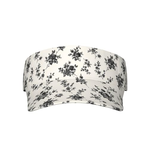 Unisex Sports Sun Visor Hats Adjustable Lightweight Packable Printed Empty Top Cap for Running Pickleball Golf Tennis - color: Vintage Black Floral