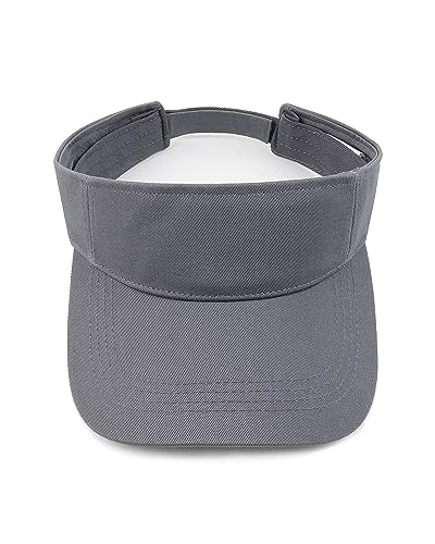Zylioo XXL Oversize Visor Hat,Large Athletic Cotton Sports Visor,Adjustable Small Solid Color Sun Cap - color: Gray, size: X-Small-Small