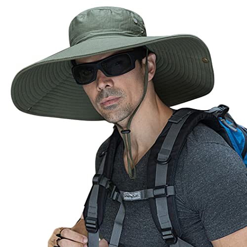 HUAMULAN Men Wide Brim Sun Hat Summer Outdoor Women Bucket Fishing Hats - color: A2-armygreen