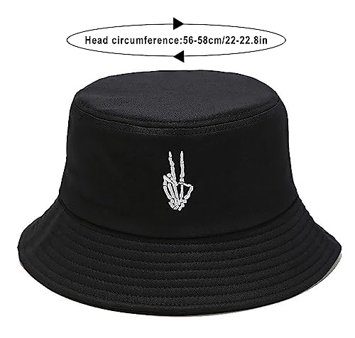 Unisex Bucket Hat Summer UPF 50+ Sun Protection Outdoor Beach Fishing Travel Hiking Hat - color: Skeleton Hand
