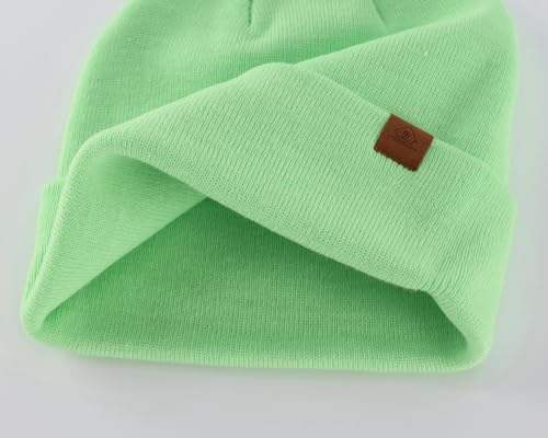 Home Prefer Mens Winter Hats Acrylic Knit Cuff Beanie Cap Warm Womens Beanie Hat - color: Light Green