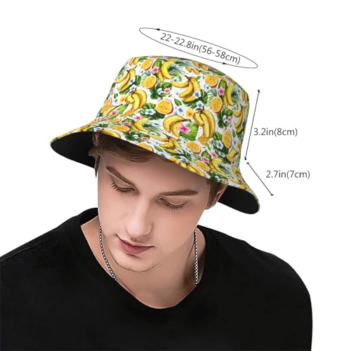 Bucket Hat for Men Women Packable Sun Hats Fisherman Outdoor Summer Travel Hiking Beach Caps - color: Banana