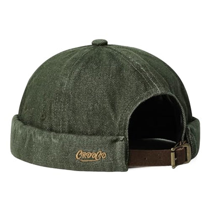 Clakllie Cotton Docker Hat Brimless Hats for Men Retro Sailor Skullcap - color: Fma2503-green