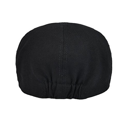 VOBOOM Cotton Flat Cabbie Hat Gatsby Ivy Irish Hunting Newsboy Cap - color: Black