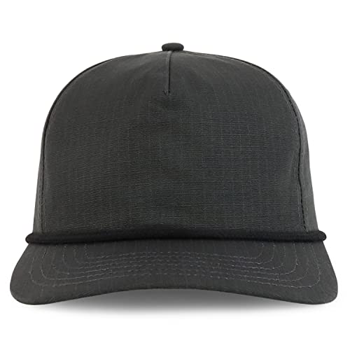 Trendy Apparel Shop 5 Panel Ripstop Cotton Snapback Cap - color: Charcoal