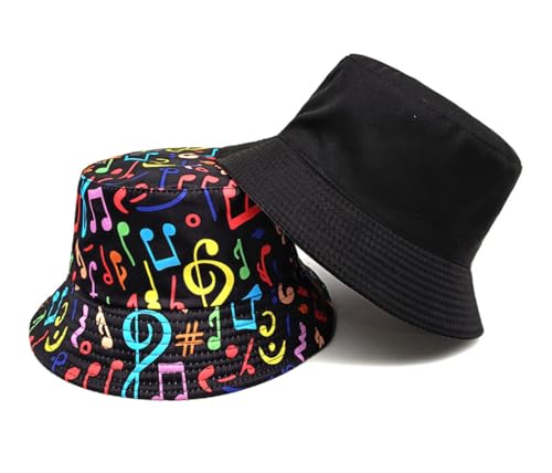 Summer Bucket hat, Love Pattern Sun hat, Packable Fisherman Outdoor Travel Hiking Beach Cap, one Size - color: Musical Notes