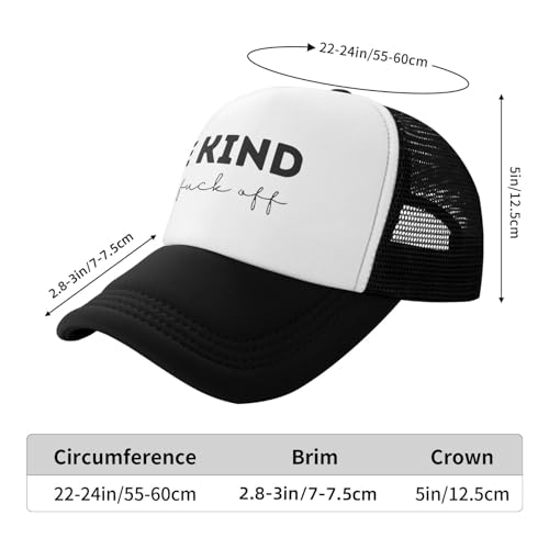Funny Trucker Hats for Women Country Women's Trucker Hats Breathable Mesh Summer Caps Adjustable Pink Hats - color: Be Kind Or Fuck Off-black
