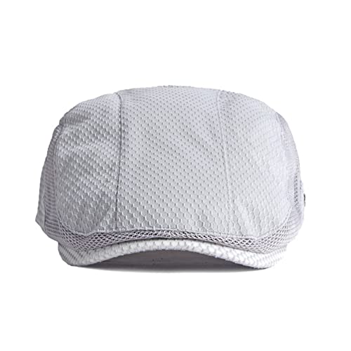 FASHIXD Mens Mesh Flat Caps Light Summer Beret Hat Breathable Newsboy Ivy Cap Cabbie Adjustable - color: White