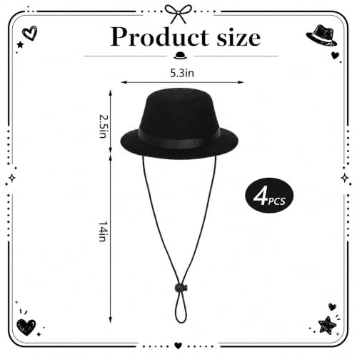 4/8Pcs Mini Black Bowler Top Hats, Tiny Velvet Halloween Top Derby Hat - color: 4 Pcs