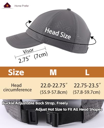 Home Prefer Mens Womens UPF50+ Sun Hat Athletic Adjustable Baseball Cap Quick Dry UV Protection Workout Running Golf Hat - color: Dark Grey, size: Large