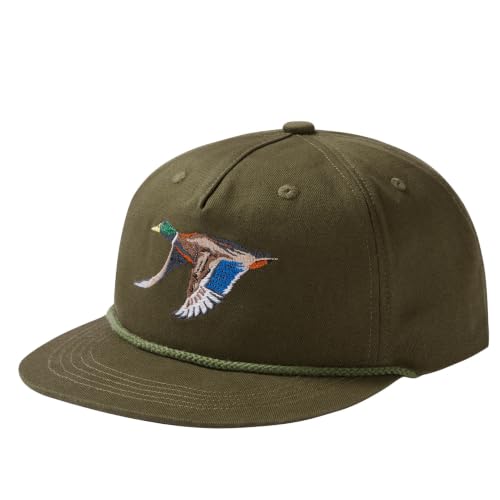 BASSDASH Embroidered Soft Top Flat Brim Duck Hat Snapback Cap for Hunting, Fishing, and Outdoor Activities - color: Army Green/Mallard