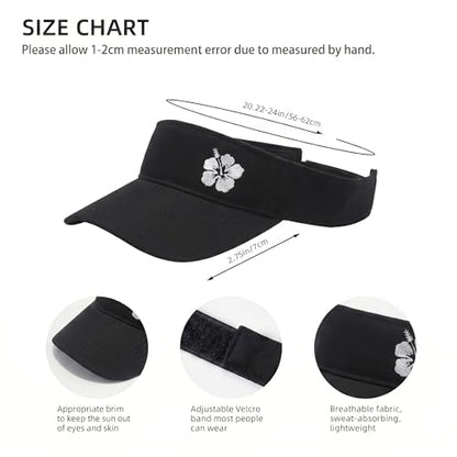 Embroidered Adjustable Sun Visor for Women Men Outdoor Golf Tennis - color: Hibiscus Flower/Black