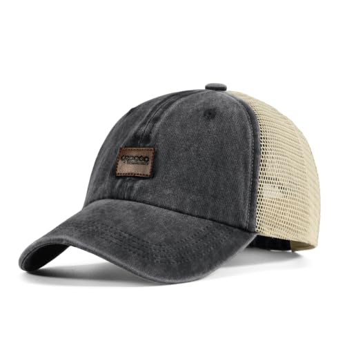 Clakllie Summer Mesh Baseball Cap for Men Vintage Trucker Mesh Back Hat - color: Crzm02-black