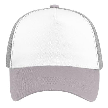 Falari 5-Panel Mesh Baseball Cap, Trucker Hat, Structured Plain Design, Cotton, Adjustable Size - color: 1pk Light Gray