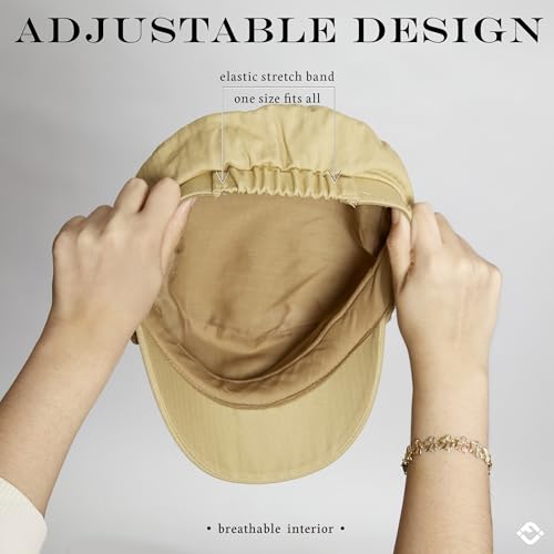 Funky Junque Greek Fisherman Newsboy Cap, Cotton Captains Bakerboy Hat - color: Khaki