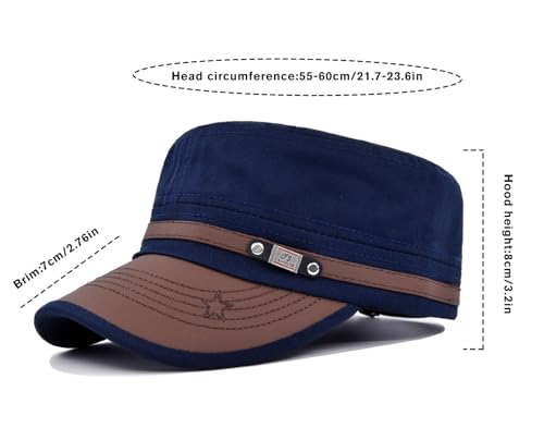 Initlove Military Hat Cadet Army Cap Flat Top Hats for Men Women - color: Navy