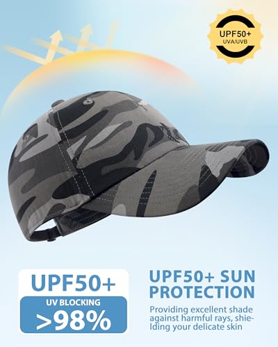 GADIEMKENSD Unstructured Baseball Cap Adjustable, Running Hat for Men Women, Cotton Dad Hat Plain for Outdoors Activities - color: Camo Gray