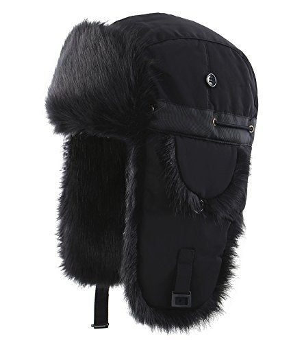 Connectyle Men's Trapper Hat Faux Fur Lined Winter Earflap Hat Warm Windproof Snow Ski Hats