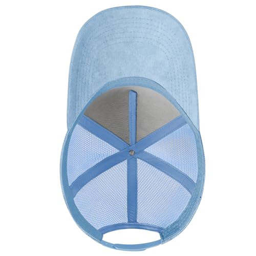 Suede Curved Brim Trucker Cap Adjustable Snapback Hat Mesh Back Breathable for Men Women 2 Pack SH03 - color: Pack of 2, Light Grey & Light Blue