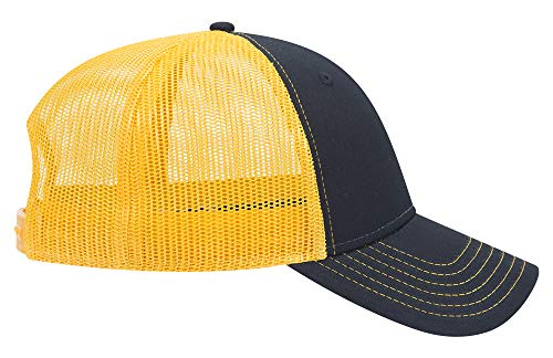 OTTO 6 Panel Low Profile Contrast Vertical Mesh Back Cap - color: Blk/Blk/Gld