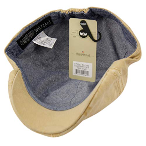 Men’s Flat Cap – 6 Panel Duckbill Ivy Hat, Lightweight Cotton Driving Cap with Elastic Band, Classic Newsboy Golf Hat - color: Washed Khaki
