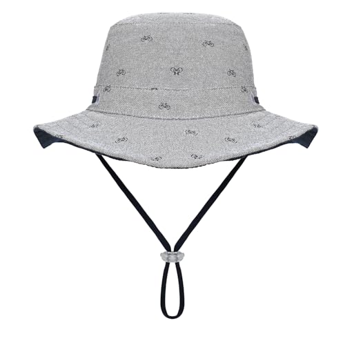 Kids Toddler Baby Boy Sun Hat Summer Bucket Hats with UPF 50+ UV Sun Protective - color: Bike/Grey, size: 0-6 Months