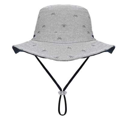 Kids Toddler Baby Boy Sun Hat Summer Bucket Hats with UPF 50+ UV Sun Protective - color: Bike/Grey, size: 0-6 Months