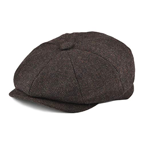 BOTVELA Men's 8 Panel Wool Blend Newsboy Flat Cap - color: Coffee, size: 7 3/8