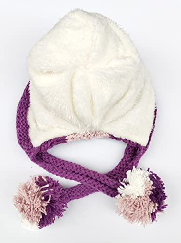 HUAMULAN Women Winter Sherpa Knit Beanie Hat Fleece Lined Ear Flaps - color: Pink Purple
