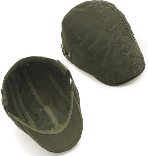 Initlove Mens Newsboy Cap Cotton Ivy Hat Beret Hats for Driving - color: A Green