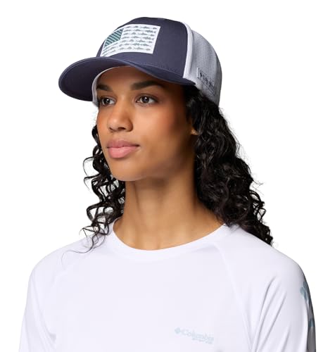 Columbia Unisex PFG Logo Mesh Ball Cap - color: Nocturnal/White/Us Fish Flag, size: Small-Medium