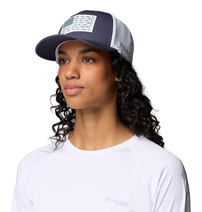 Columbia Unisex PFG Logo Mesh Ball Cap - color: Nocturnal/White/Us Fish Flag, size: XX-Large