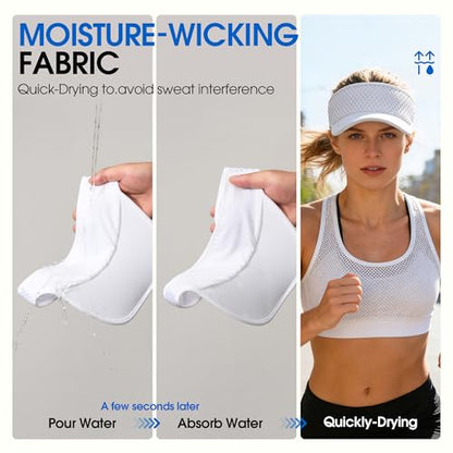 AUSFLUG Sun Visor Hat Men Women - Moisture Wicking Lightweight Sports Cap - color: White