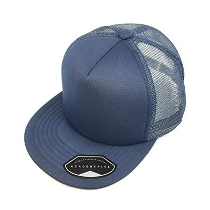 Quality 5 Panel High Crown Trucker Foam Mesh Hat Snapback Men Women Unisex Waterproof Blank Cap #2070 - color: Navy