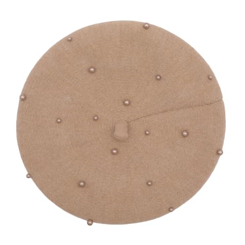 ZLYC Women French Beret Hat Winter Knitted Stretchable Beret Artist Cap - color: Pearls Camel